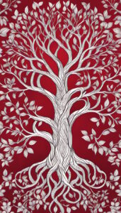 red tree of life aesthetic background illustration 4