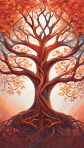 red tree of life aesthetic background illustration 5