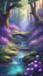 spring fantasy magical forest purple phone wallpaper 1