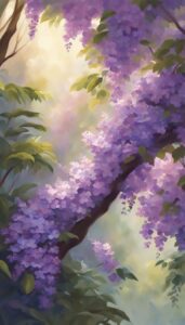 spring fantasy magical forest purple phone wallpaper 3