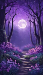 spring fantasy magical forest purple phone wallpaper 4