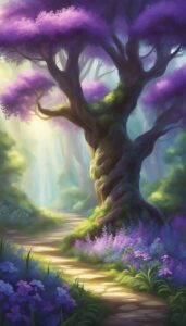 spring fantasy magical forest purple phone wallpaper 7