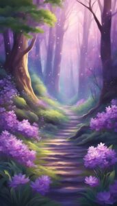 spring fantasy magical forest purple phone wallpaper 8