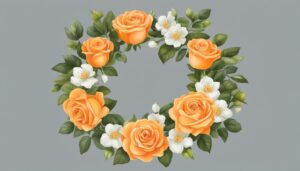 spring orange rose wreath illustration 2