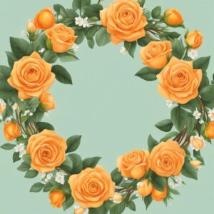 spring orange rose wreath illustration 7