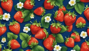 strawberry pattern blue background aesthetic illustration 1