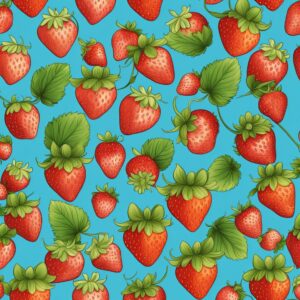 strawberry pattern blue background aesthetic illustration 2