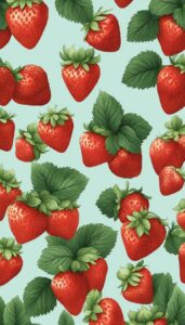 strawberry pattern blue background aesthetic illustration 3