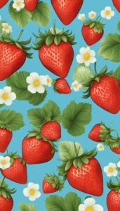 strawberry pattern blue background aesthetic illustration 4