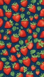 strawberry pattern blue background aesthetic illustration 6