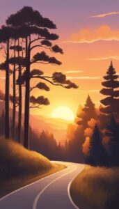 sunset on road aesthetic background wallpaper illustration 3