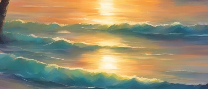 sunset on the beach aesthetic background illustration 4