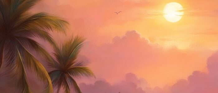 sunset on the beach aesthetic background illustration 5