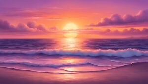 sunset on the ocean aesthetic background illustration 1