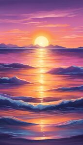 sunset on the ocean aesthetic background illustration 4