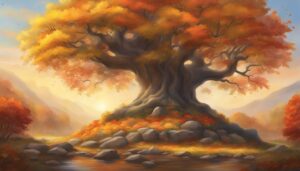 tree of life in autumn aesthetic background illustration 1