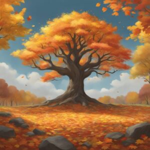 tree of life in autumn aesthetic background illustration 2