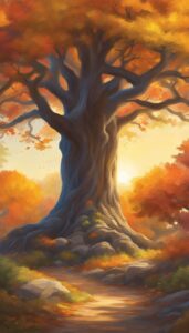 tree of life in autumn aesthetic background illustration 3