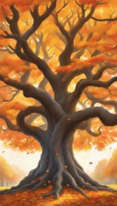 tree of life in autumn aesthetic background illustration 4