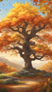 tree of life in autumn aesthetic background illustration 5