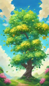 tree of life in spring aesthetic background illustration 4