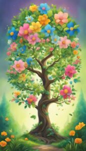 tree of life in spring aesthetic background illustration 5