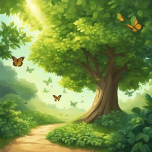 tree of life in summer aesthetic background illustration 2