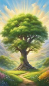 tree of life in summer aesthetic background illustration 3