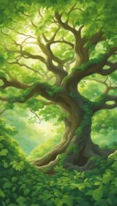 tree of life in summer aesthetic background illustration 4