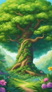 tree of life in summer aesthetic background illustration 5