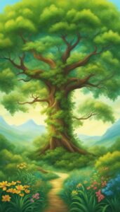 tree of life in summer aesthetic background illustration 6