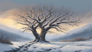 tree of life in winter aesthetic background illustration 1