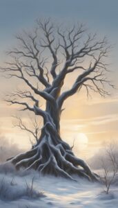 tree of life in winter aesthetic background illustration 5