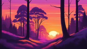 trees sunset aesthetic background wallpaper illustration 1