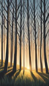 trees sunset aesthetic background wallpaper illustration 3