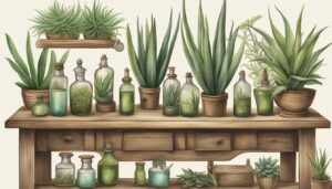 vintage aloe vera plants aesthetic illustration background 2
