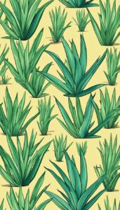 vintage aloe vera plants aesthetic illustration background 5