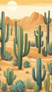 vintage cactus aesthetic illustration background 5