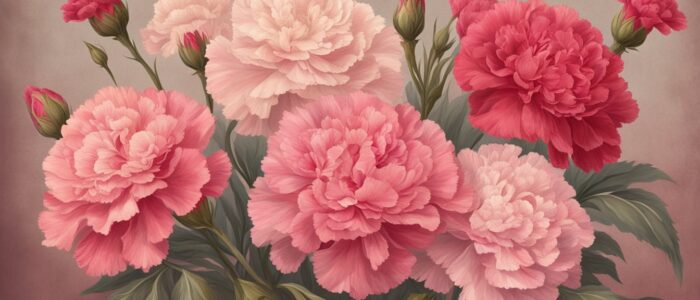 vintage carnation flowers aesthetic background illustration 1