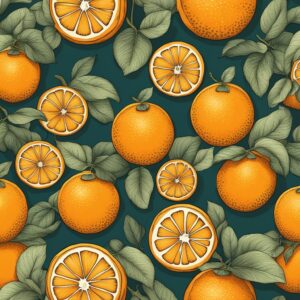 vintage orange fruit pattern background illustration 4