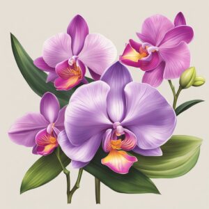 vintage orchid flower aesthetic illustration background 9