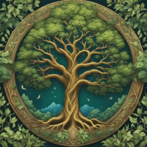 vintage tree of life aesthetic background illustration 3