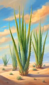 watercolor aloe vera plants aesthetic illustration background 7