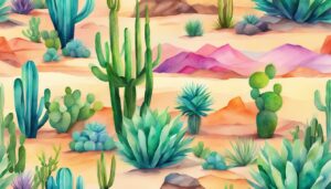watercolor cactus aesthetic illustration background 2