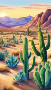 watercolor cactus aesthetic illustration background 5