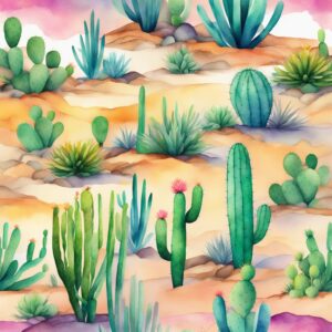 watercolor cactus aesthetic illustration background 6