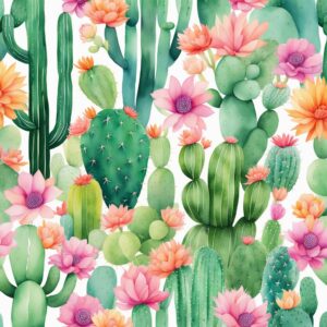 watercolor cactus aesthetic illustration background 7