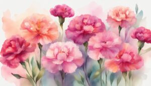 watercolor carnation flowers aesthetic background illustration 1