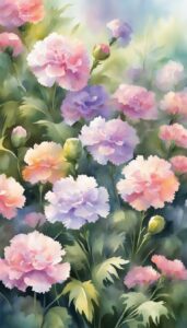 watercolor carnation flowers aesthetic background illustration 3