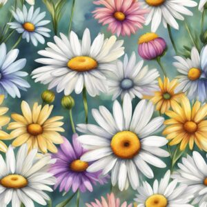 watercolor daisy flower aesthetic background illustration 5